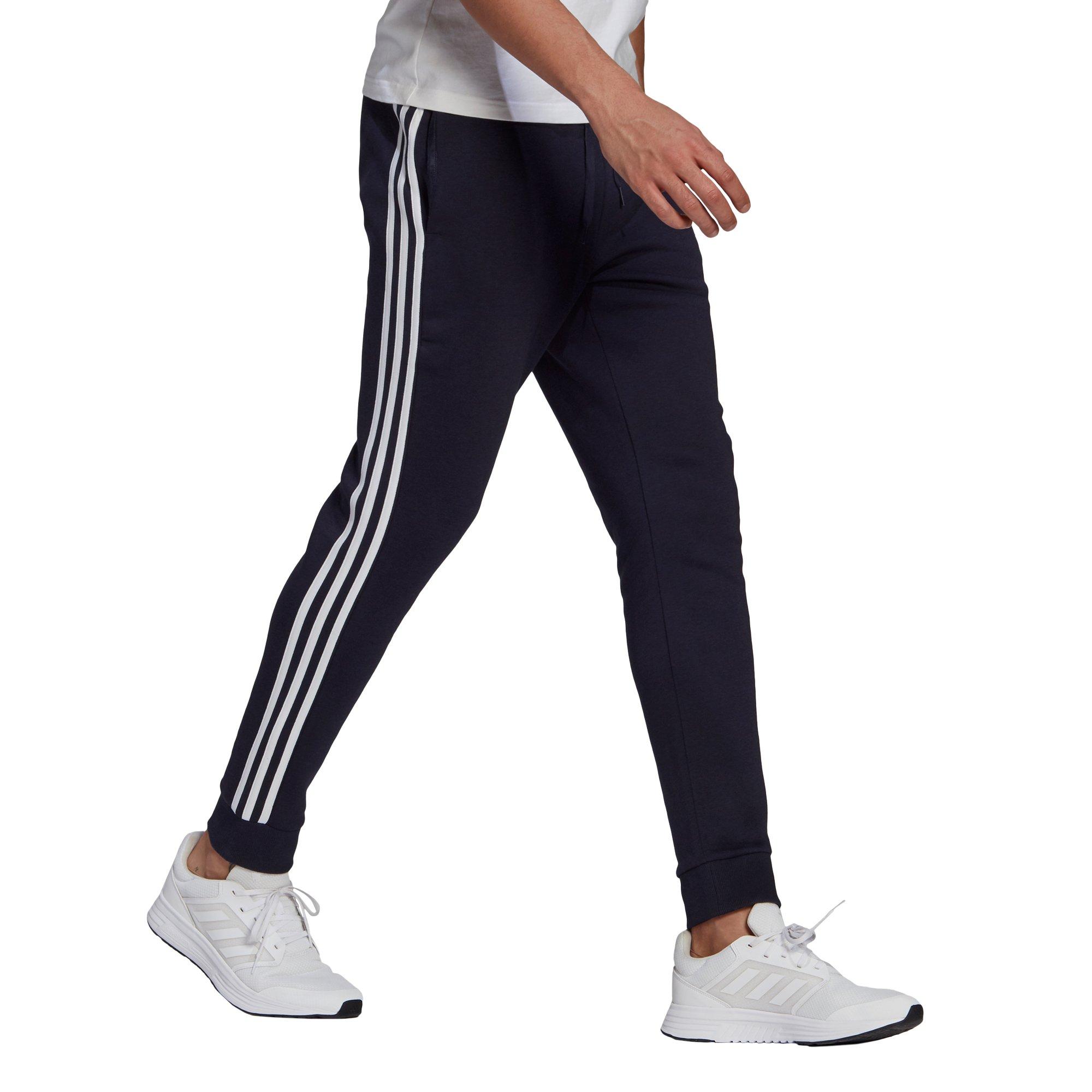 adidas Men's Essentials Fleece Tapered Cuff Logo Navy Pants